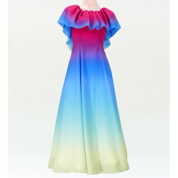 フラドレス [S・M・Lサイズ] ストラップレス ロング丈 パープル×ブルー J2288pulg