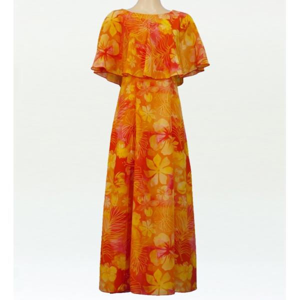 フラダンス [S・M・Lサイズ] ケープドレス オレンジ J2559or