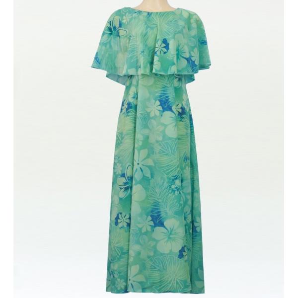 フラダンス [S・M・Lサイズ] ケープドレス ターコイズブルー J2559tbl