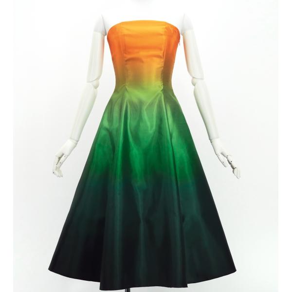 フラドレス [S・M・Lサイズ] ミディ丈 オレンジ×グリーン J2709orgr