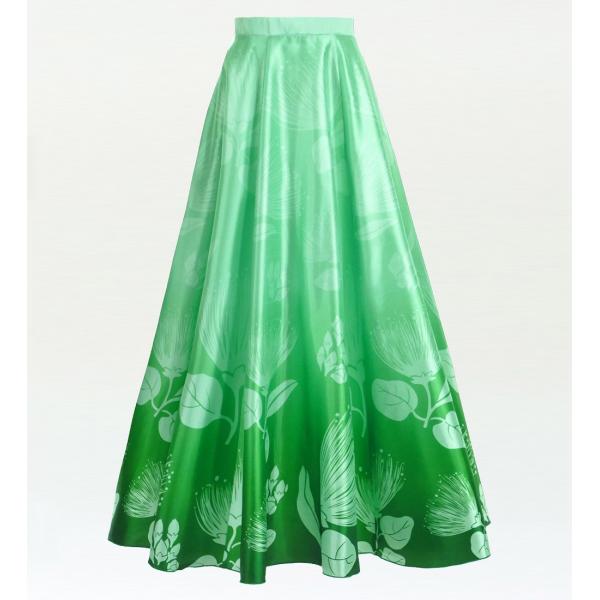 フラダンス [S・M・Lサイズ] ロングサーキュラースカート シャンタン グリーン J2716gr