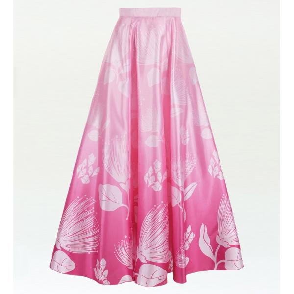 フラダンス [S・M・Lサイズ] ロングサーキュラースカート シャンタン ピンク J2716pi