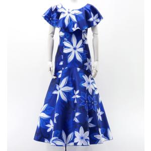 フラダンス ムームー フリル ミディ丈ドレス グリーン Fサイズ 2380grF