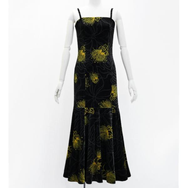 フラドレス [S・M・Lサイズ] ムームー ロング丈 レフア ブラック J2875bk