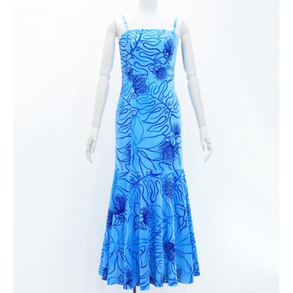 フラドレス [S・M・Lサイズ] ムームー ロング丈 レフア ブルー J2875bl