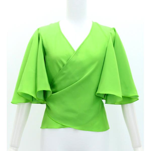 フラダンス フリル袖 カシュクール コシボブラウス アップルグリーン S・M・Lサイズ J3085a...