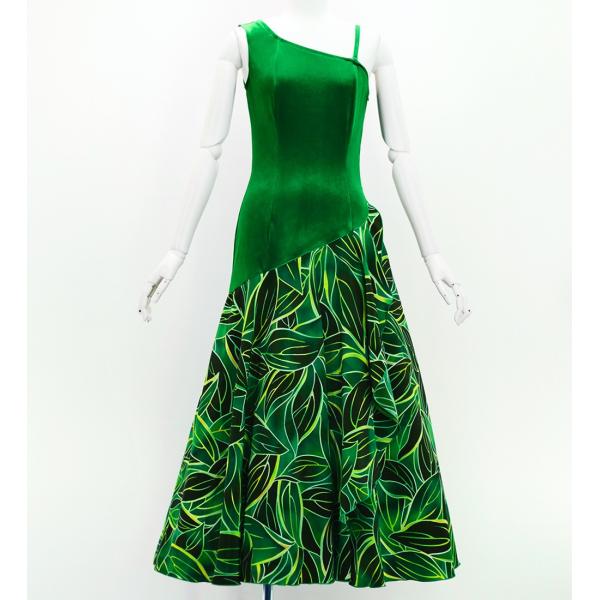 フラドレス [S・M・Lサイズ] ワンショルダー ノースリーブ ロング丈 ティーリーフ ダークグリー...