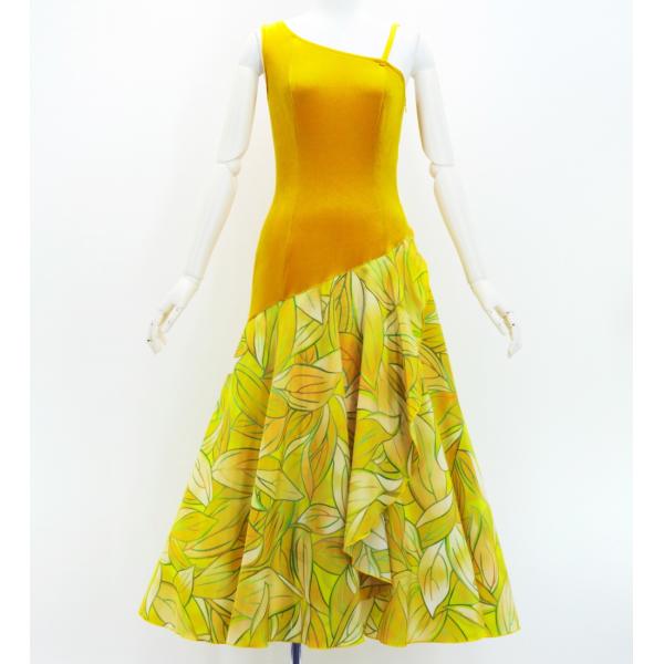 フラドレス [S・M・Lサイズ] ワンショルダー ノースリーブ ロング丈 ティーリーフ レモンイエロ...
