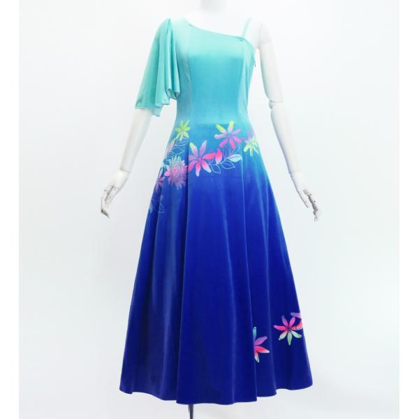 フラドレス [S・M・Lサイズ] ワンショルダー フリルスリーブ ロング丈 プロテア＆ティアレ ライ...