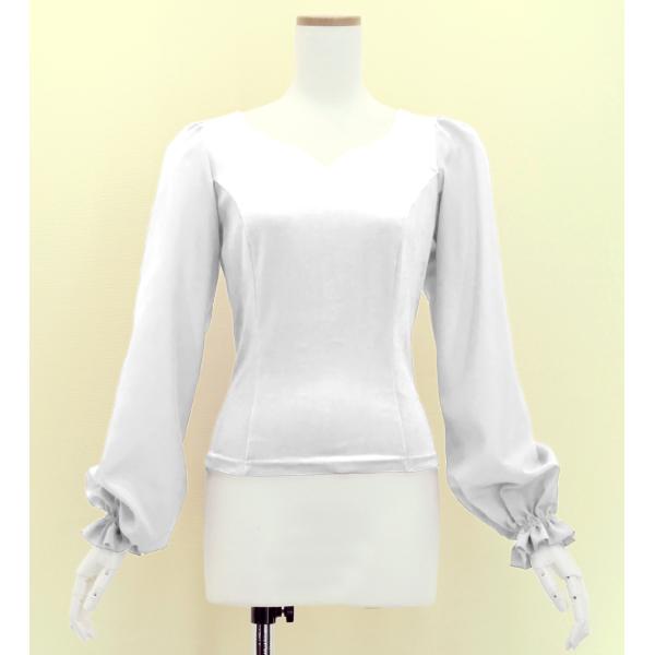 フラメンコ 選べる襟ぐり ロングスリーブブラウス ホワイト S・M・Lサイズ J3181wh