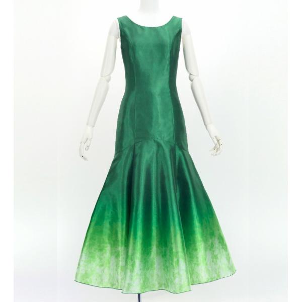 フラダンス [S・M・Lサイズ] グラデーションシャンタンドレス グリーン×ホワイト J3191gr...