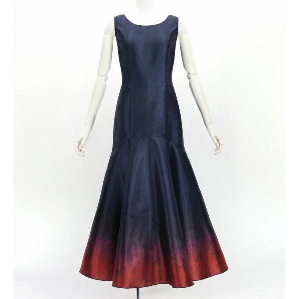 フラダンス [S・M・Lサイズ] グラデーションシャンタンドレス ネイビー×ダークレッド J3191...
