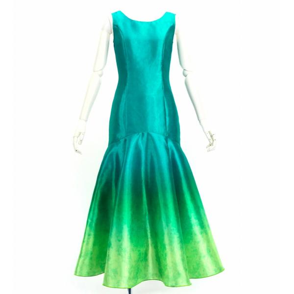 フラダンス [S・M・Lサイズ] グラデーションシャンタンドレス ターコイズブルー×ライトグリーン ...