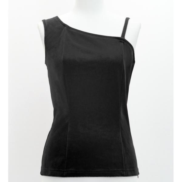 フラダンス ワンショルダー ベロアブラウス ブラック S・M・Lサイズ J3192bk