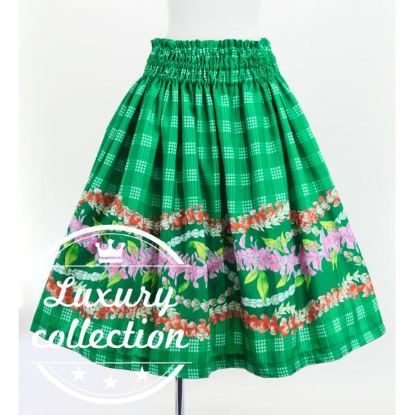 フラダンス シャンタン パウスカート シングル パラカ×レイ グリーン J3203gr