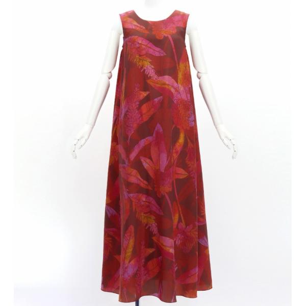 フラドレス [S・M・Lサイズ] ロング丈 コシボ ノースリーブドレス ジンジャー レッド J322...