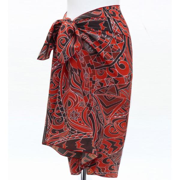 オリジナルプリントコシボ生地　ショート パレオ モアナ×カヒコ レッド J3225-17