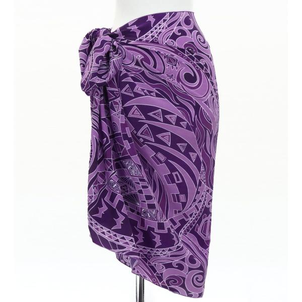 オリジナルプリントコシボ生地　ショート パレオ モアナ×カヒコ パープル J3225-18