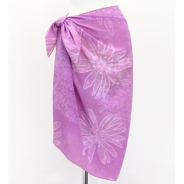 オリジナルプリントコシボ生地　ショート パレオ リリー ピンク J3225-8