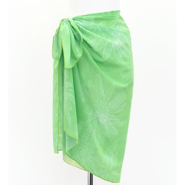 オリジナルプリントコシボ生地　ショート パレオ リリー グリーン J3225-9