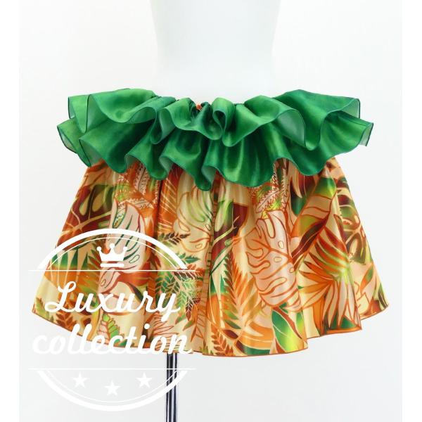 タヒチアン シャンタン スカート ハワイアンリーフ オレンジ J3226-10