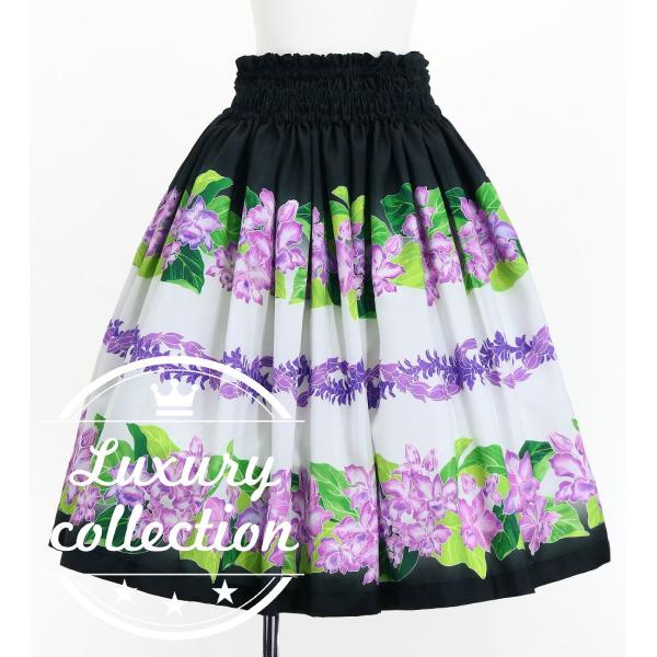 フラダンス シャンタン パウスカート シングル カトレア×レイ ブラック J3227bk