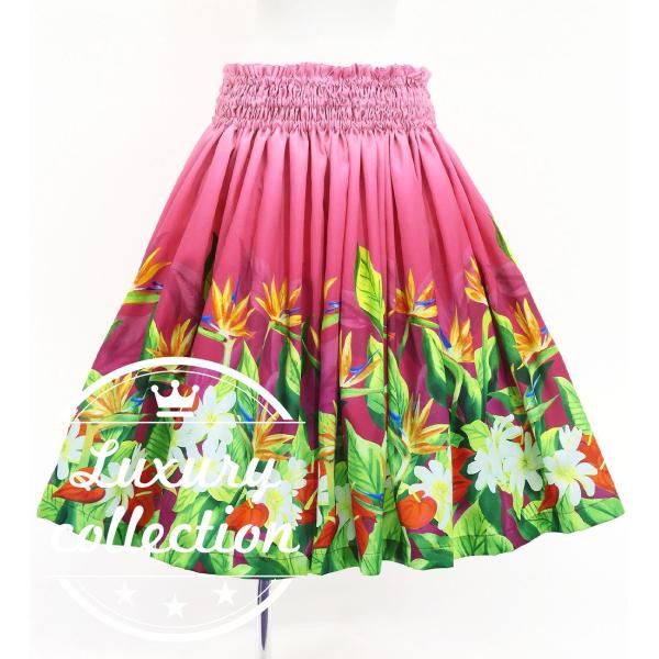フラダンス シャンタン パウスカート シングル ハワイアンフラワー＆リーフ J3255-2