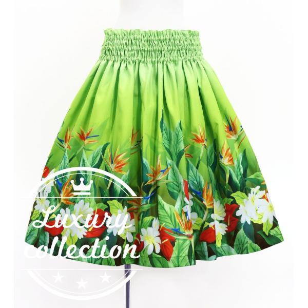 フラダンス シャンタン パウスカート シングル ハワイアンフラワー＆リーフ J3255-5