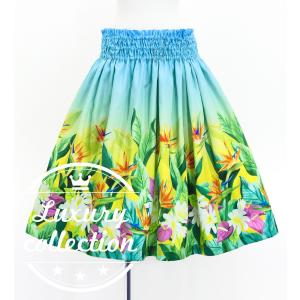 フラダンス シャンタン パウスカート シングル ハワイアンフラワー＆リーフ J3255-7