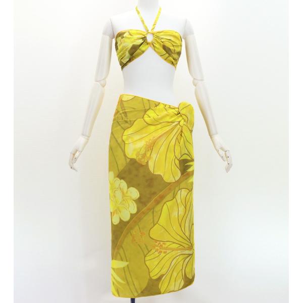 ショートパレオ＆2WAYブラトップ セット ハイビスカス イエロー J3259-15