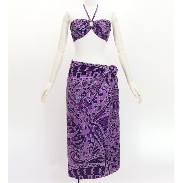 ショートパレオ＆2WAYブラトップ セット モアナ×カヒコ パープル J3259-18