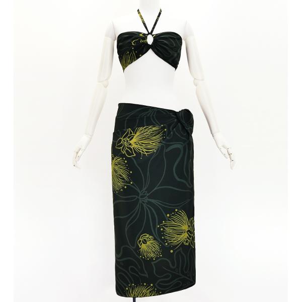 ショートパレオ＆2WAYブラトップ セット レフア ブラック J3259-22