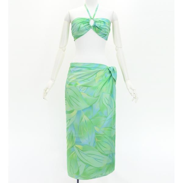 ショートパレオ＆2WAYブラトップ セット ティーリーフ ターコイズブルー J3259-24