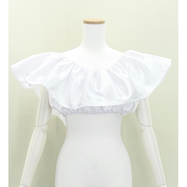 フラダンス シャンタン マルチウェイ フリルブラウス ホワイト Fサイズ J3261wh