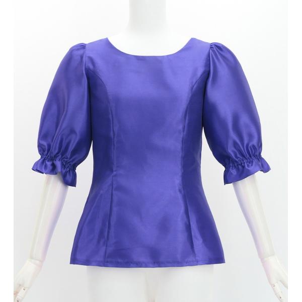 フラダンス シャンタン 5分袖 ブラウス ロイヤルブルー S-Lサイズ J3265rbl