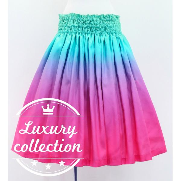 フラダンス シャンタン パウスカート シングル ブルー×ピンク J3277blpi