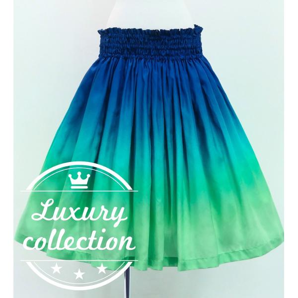 フラダンス シャンタン パウスカート シングル ダークブルー×ライトグリーン J3277dbllgr