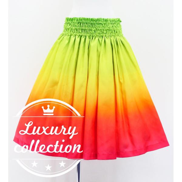 フラダンス シャンタン パウスカート シングル グリーン×レッド J3277grrd
