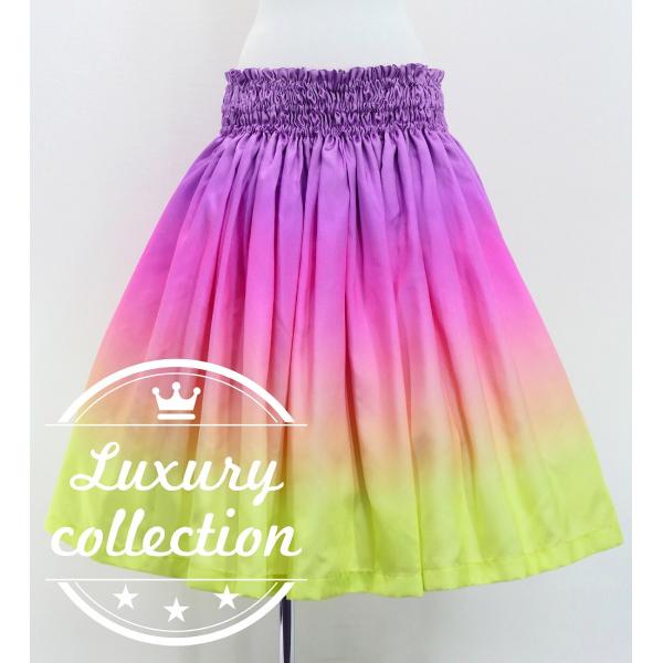 フラダンス シャンタン パウスカート シングル ラベンダー×クリーム J3277lvcr