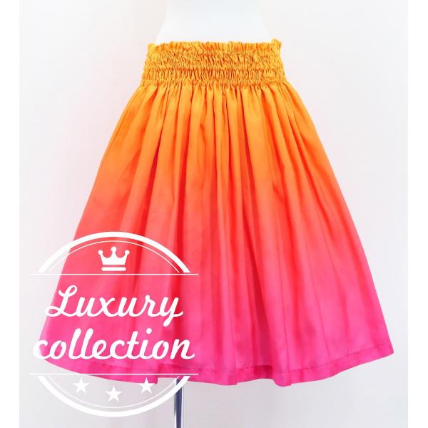 フラダンス シャンタン パウスカート シングル オレンジ×ピンク J3277orpi