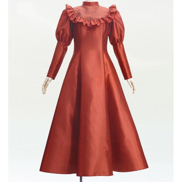 フラドレス [S・M・Lサイズ] ロング丈 クラシカル フリル レッド J3278rd