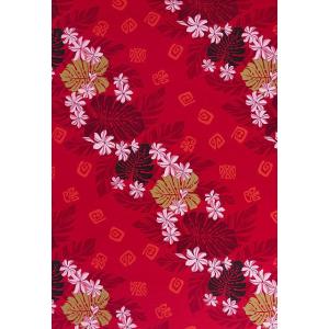 ハワイアン ファブリック レッド k103
