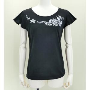 フレンチフリル Tシャツ Ｆ 刺繍ホワイト プルメリア