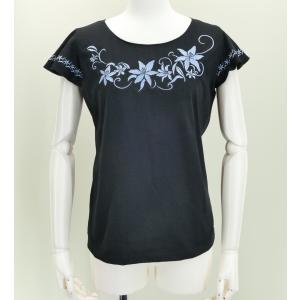 フレンチフリル Tシャツ Ｆ 刺繍スカイブルー リリィ