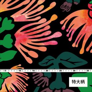 ハワイアン生地 レフア柄 シャンタン生地 ブラ...の詳細画像5
