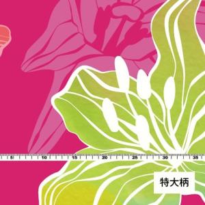 ハワイアン生地 リリー柄 シャンタン生地 ピン...の詳細画像5