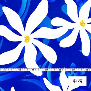 ハワイアン生地 ティアレ柄 シャンタン生地 ブ...の詳細画像3
