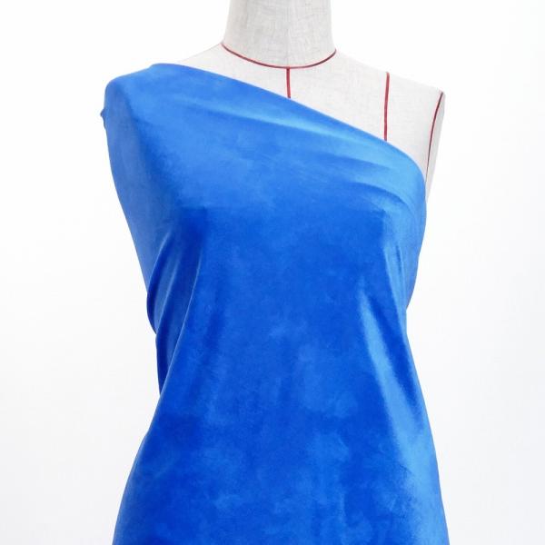 ハワイアン・フラメンコ生地 水彩風 コシボ・シャンタン・ストレッチベロア選べる生地 ブルー KH-5...