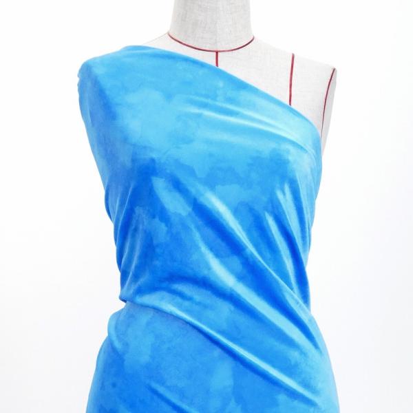 ハワイアン・フラメンコ生地 水彩風 コシボ・シャンタン・ストレッチベロア選べる生地 ライトブルー K...