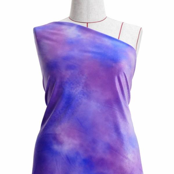 ハワイアン・フラメンコ生地 水彩風 コシボ・シャンタン・ストレッチベロア選べる生地 パープル KH-...